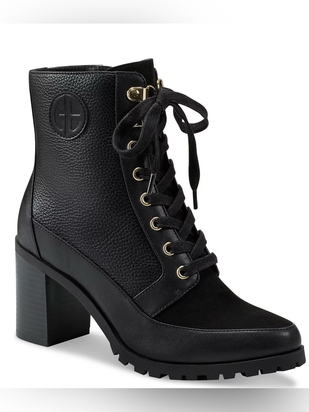 Giani Bernini Black Lace-Up Block Heel Ankle Boots Size 10 - Picture 6 of 16